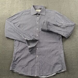 Thomas Pink Shirt Adult Size 16 - 36.5 Striped Button Up Long Sleeve Casual Mens